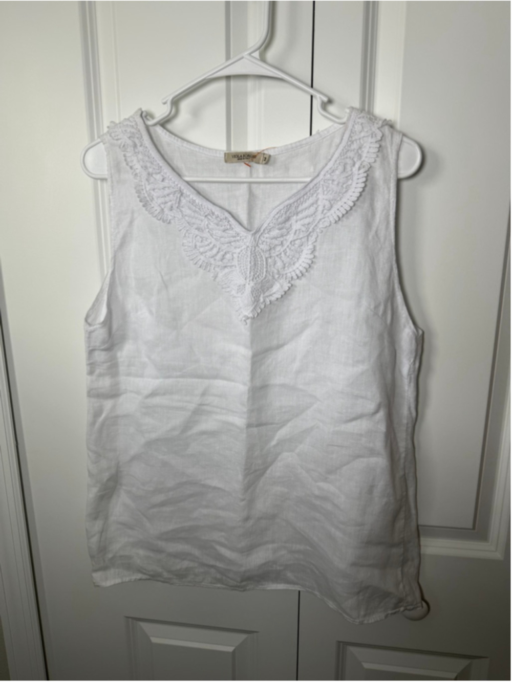 Viola Borghi White Linen Tank Top M